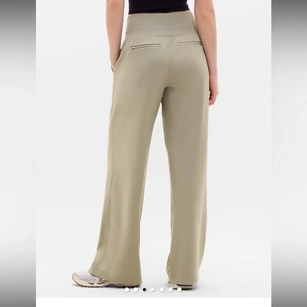 Athleta Venice Wide Leg Lounge Pants Small Petite Taupe Neutral Flare Abalone - Picture 7 of 10